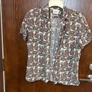Goodfellow Pineapple Print Button-Up Shirt Large EUC